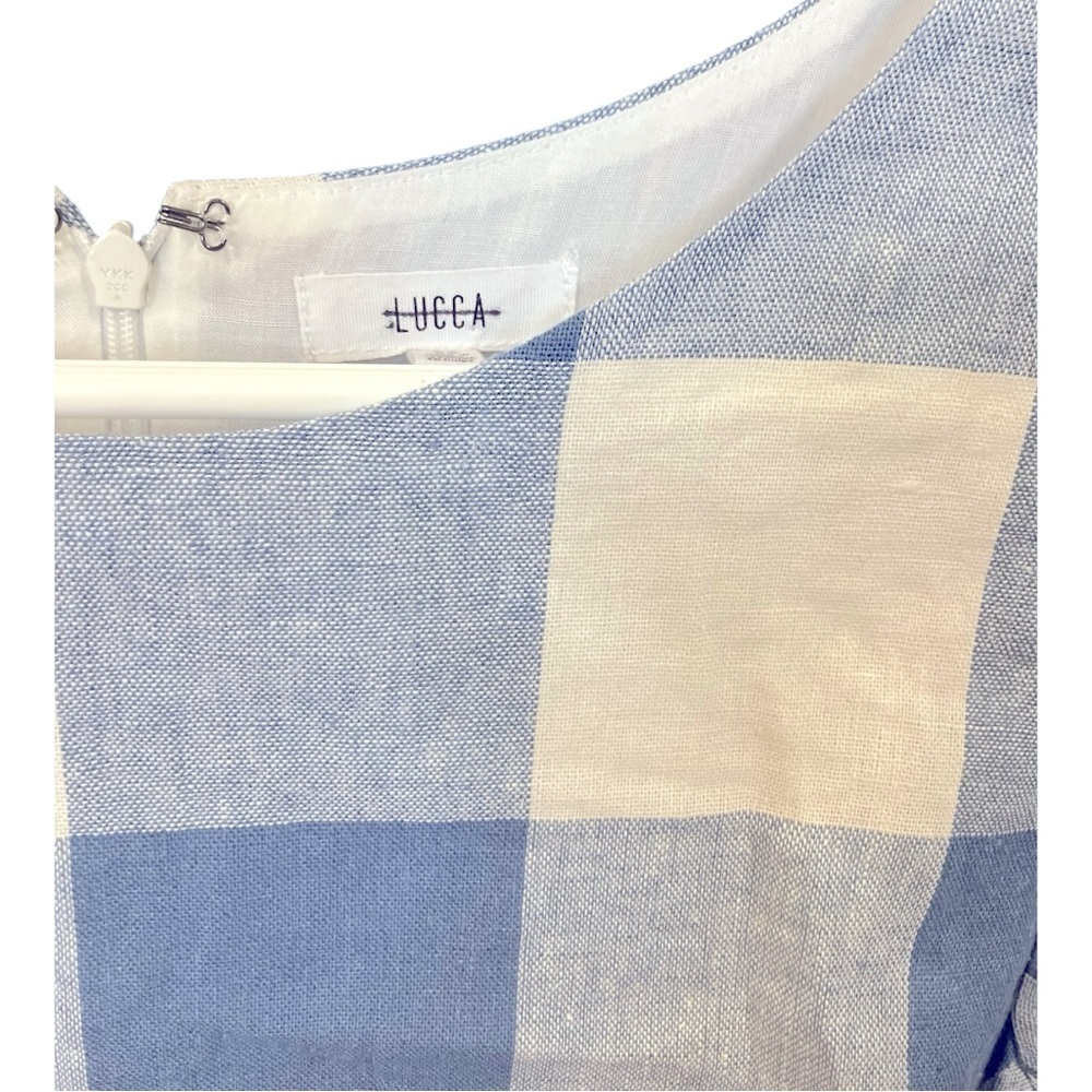 Lucca Linen Blend Blue Checked Mini Dress XS - Picture 5 of 10